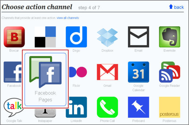 If this then that escolher Página Facebook