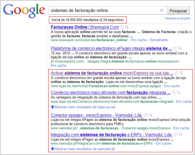 Exemplo de sucesso em optimização para motores de busca SEO (Google)