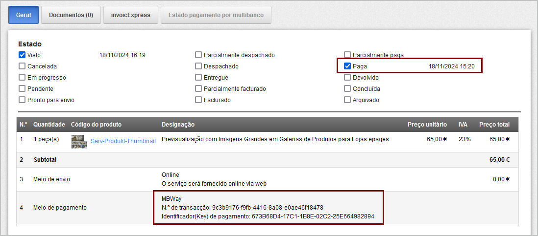 EasyPay Exemplo Pagamento Encomenda