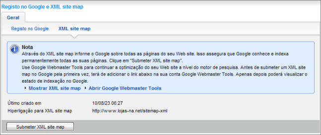 Inserir Google Site Map no epages