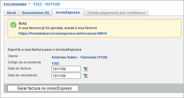 Gerar uma factura no invoicExpress a partir de epages